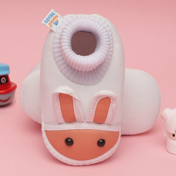 6 To 12 Months Baby Boys & Baby Girls Cute Soft Cotton Pre-Walker Rabbit Face Booties (Light Pink)-BT4734