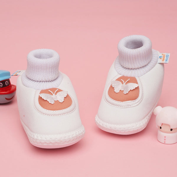 6 To 12 Months Baby Girls & Baby Boys Soft Cotton Cute Butterfly Booties (Pink)-BT4735