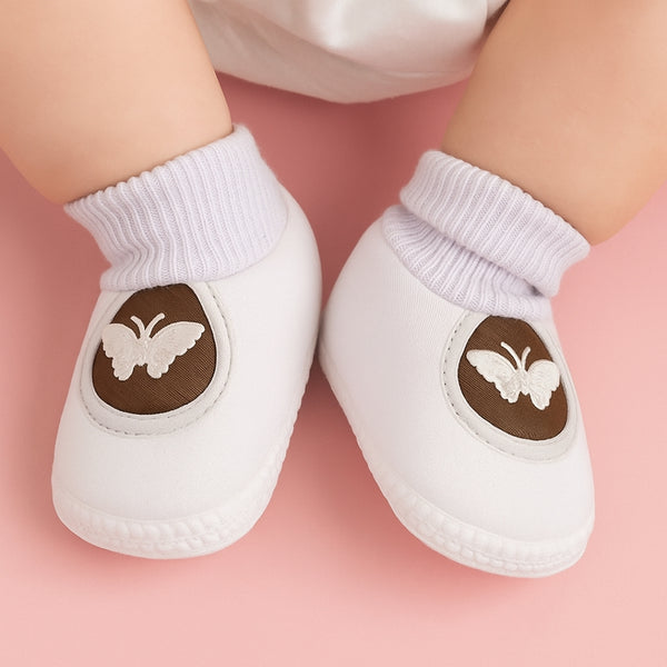 6 To 12 Months Baby Girls & Baby Boys Soft Cotton Cute Butterfly Booties (Brown)-BT4736