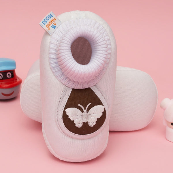 6 To 12 Months Baby Girls & Baby Boys Soft Cotton Cute Butterfly Booties (Brown)-BT4736