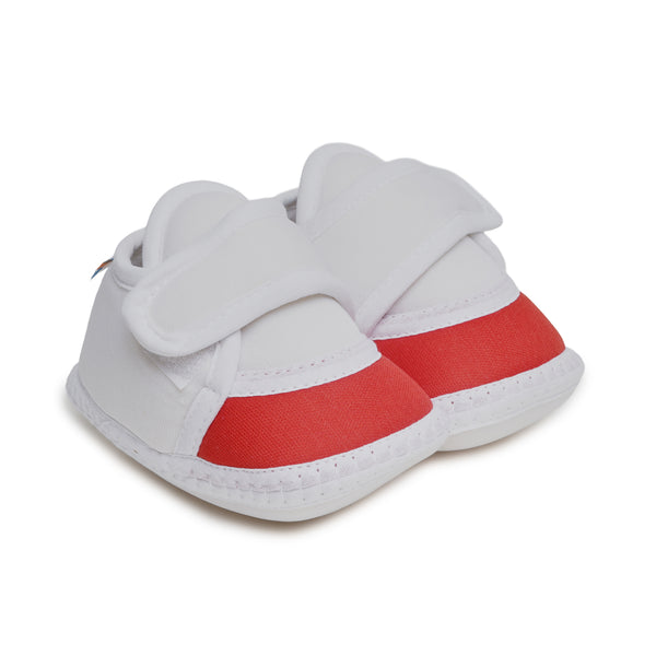 6 To 12 Months Pack Of 1 Baby Boys & Baby Girls Cotton Booties (White,Red)-BT4737