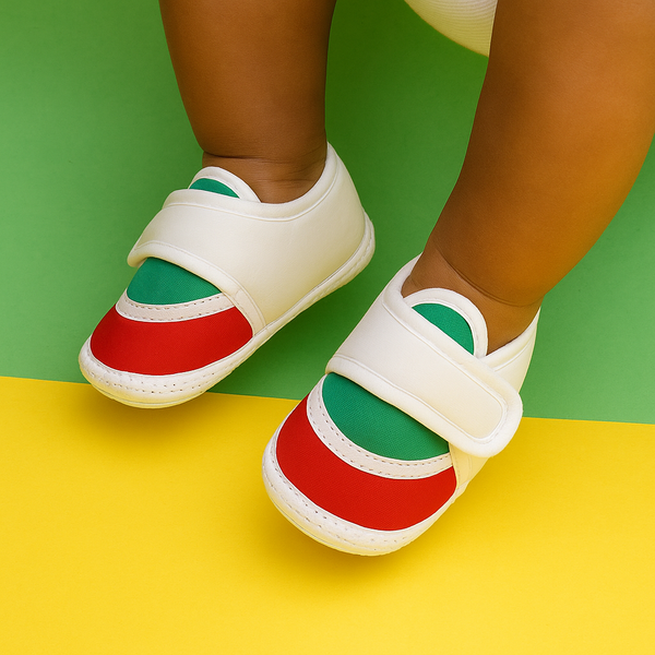 6 To 12 Months Pack Of 1 Baby Boys & Baby Girls Cotton Booties (White,Red,Green)-BT4739