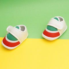 6 To 12 Months Pack Of 1 Baby Boys & Baby Girls Cotton Booties (White,Red,Green)-BT4739