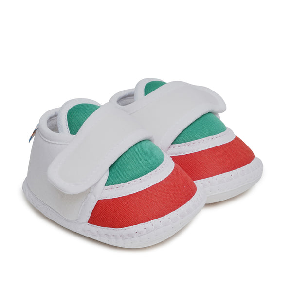 6 To 12 Months Pack Of 1 Baby Boys & Baby Girls Cotton Booties (White,Red,Green)-BT4739