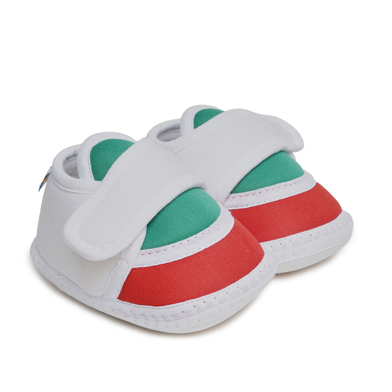 6 To 12 Months Pack Of 1 Baby Boys & Baby Girls Cotton Booties (White,Red,Green)-BT4739