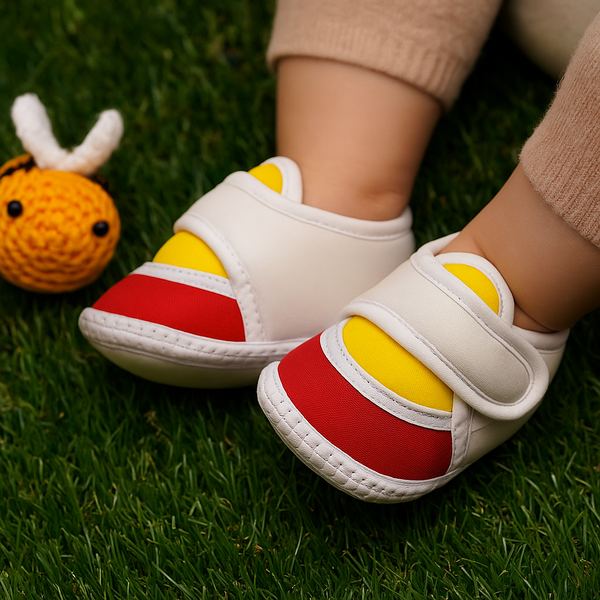 6 To 12 Months Pack Of 1 Baby Boys & Baby Girls Cotton Booties (White,Red,Yellow)-BT4740