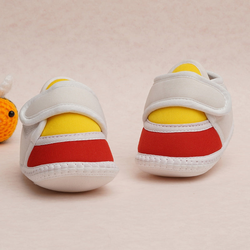 6 To 12 Months Pack Of 1 Baby Boys & Baby Girls Cotton Booties (White,Red,Yellow)-BT4740