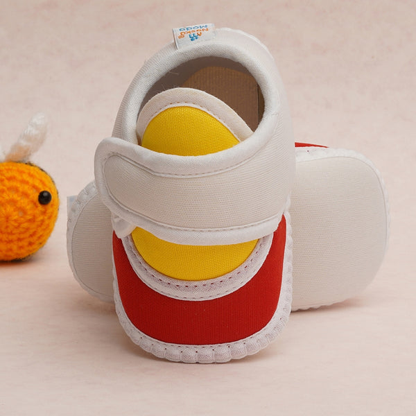 6 To 12 Months Pack Of 1 Baby Boys & Baby Girls Cotton Booties (White,Red,Yellow)-BT4740