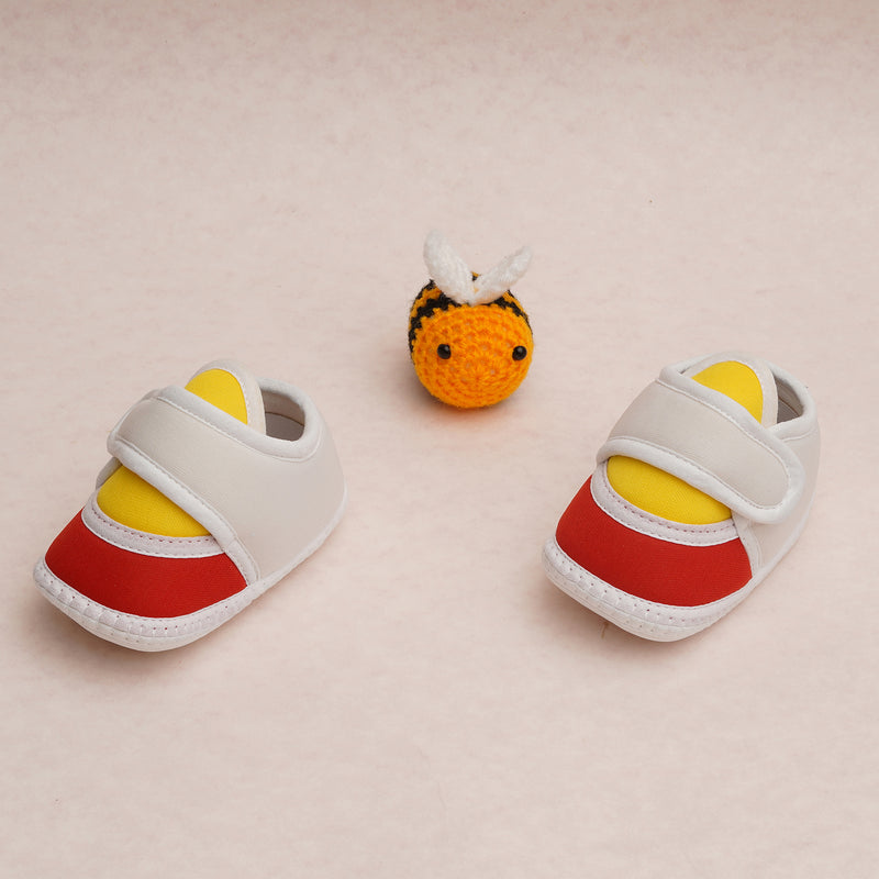 6 To 12 Months Pack Of 1 Baby Boys & Baby Girls Cotton Booties (White,Red,Yellow)-BT4740