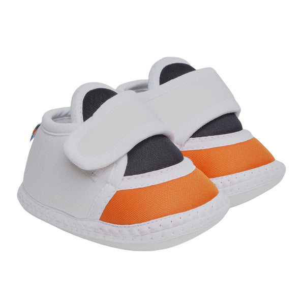 6 To 12 Months Pack Of 1 Baby Boys & Girls Cotton Booties (White,Black,Orange)-BT4741