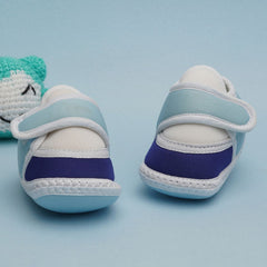 6 To 12 Months Pack Of 1 Baby Boys & Baby Girls Cotton Booties (White,Blue)-BT4742