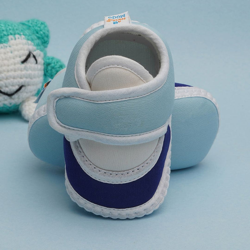 6 To 12 Months Pack Of 1 Baby Boys & Baby Girls Cotton Booties (White,Blue)-BT4742