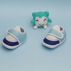 6 To 12 Months Pack Of 1 Baby Boys & Baby Girls Cotton Booties (White,Blue)-BT4742