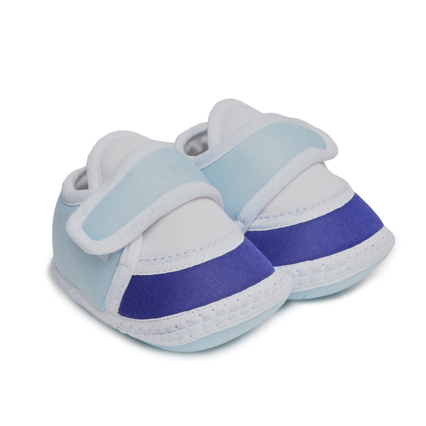 6 To 12 Months Pack Of 1 Baby Boys & Baby Girls Cotton Booties (White,Blue)-BT4742