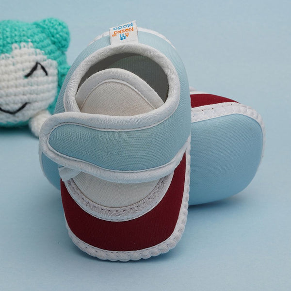6 To 12 Months Pack Of 1 Baby Boys & Baby Girls Cotton Booties (White,Maroon)-BT4743