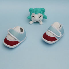 6 To 12 Months Pack Of 1 Baby Boys & Baby Girls Cotton Booties (White,Maroon)-BT4743