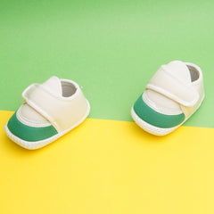 6 To 12 Months Pack Of 1 Baby Boys & Baby Girls Cotton Booties (White,Green)-BT4744