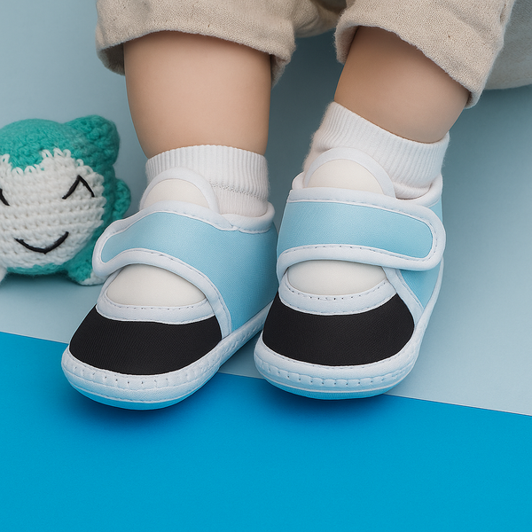 6 To 12 Months Pack Of 1 Baby Boys & Baby Girls Cotton Booties (White,Blue,Black)-BT4745