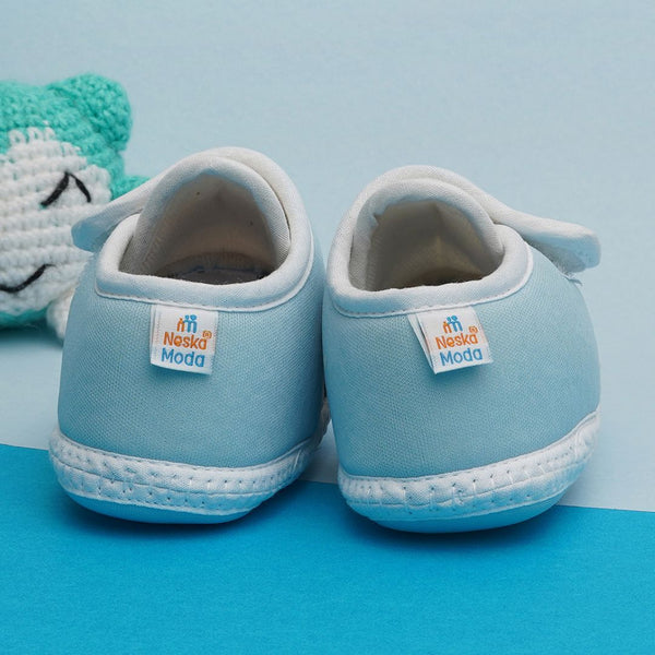 6 To 12 Months Pack Of 1 Baby Boys & Baby Girls Cotton Booties (White,Blue,Black)-BT4745