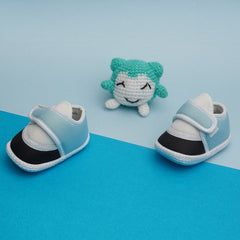 6 To 12 Months Pack Of 1 Baby Boys & Baby Girls Cotton Booties (White,Blue,Black)-BT4745