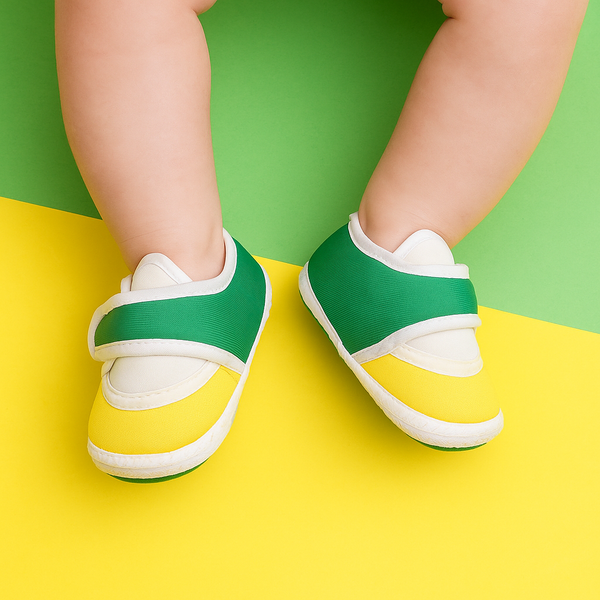 6 To 12 Months Pack Of 1 Baby Boys & Girls Cotton Booties (White,Green,Yellow)-BT4747
