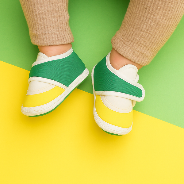 6 To 12 Months Pack Of 1 Baby Boys & Girls Cotton Booties (White,Green,Yellow)-BT4747