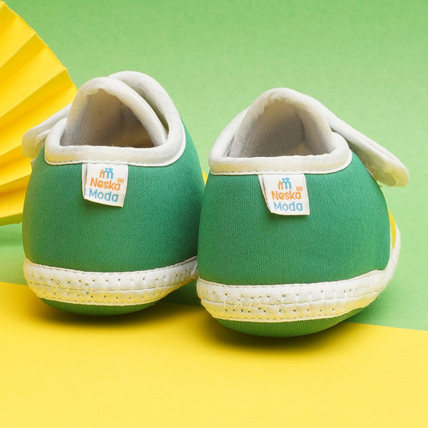 6 To 12 Months Pack Of 1 Baby Boys & Girls Cotton Booties (White,Green,Yellow)-BT4747