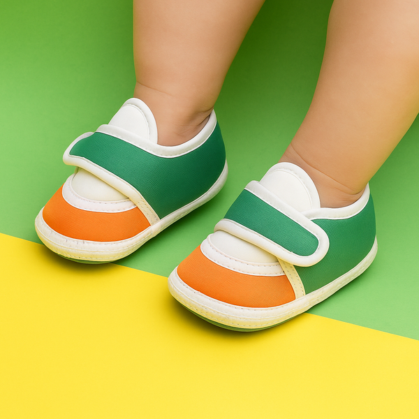 6 To 12 Months Pack Of 1 Baby Boys & Girls Cotton Booties (White,Green,Orange)-BT4748