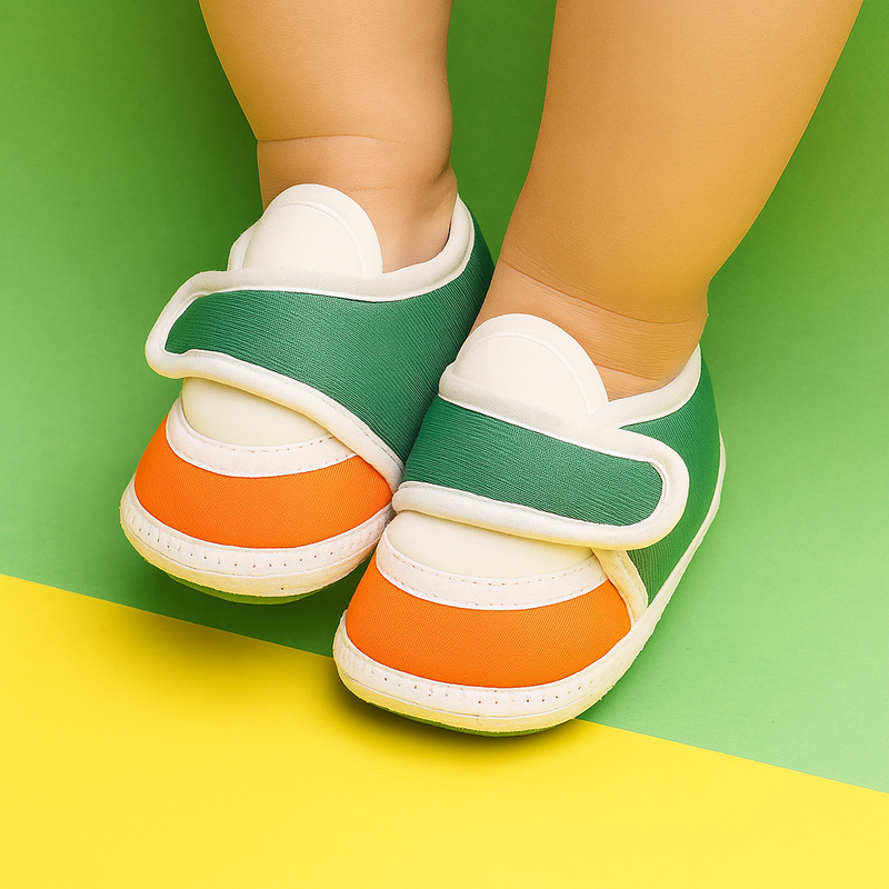 6 To 12 Months Pack Of 1 Baby Boys & Girls Cotton Booties (White,Green,Orange)-BT4748