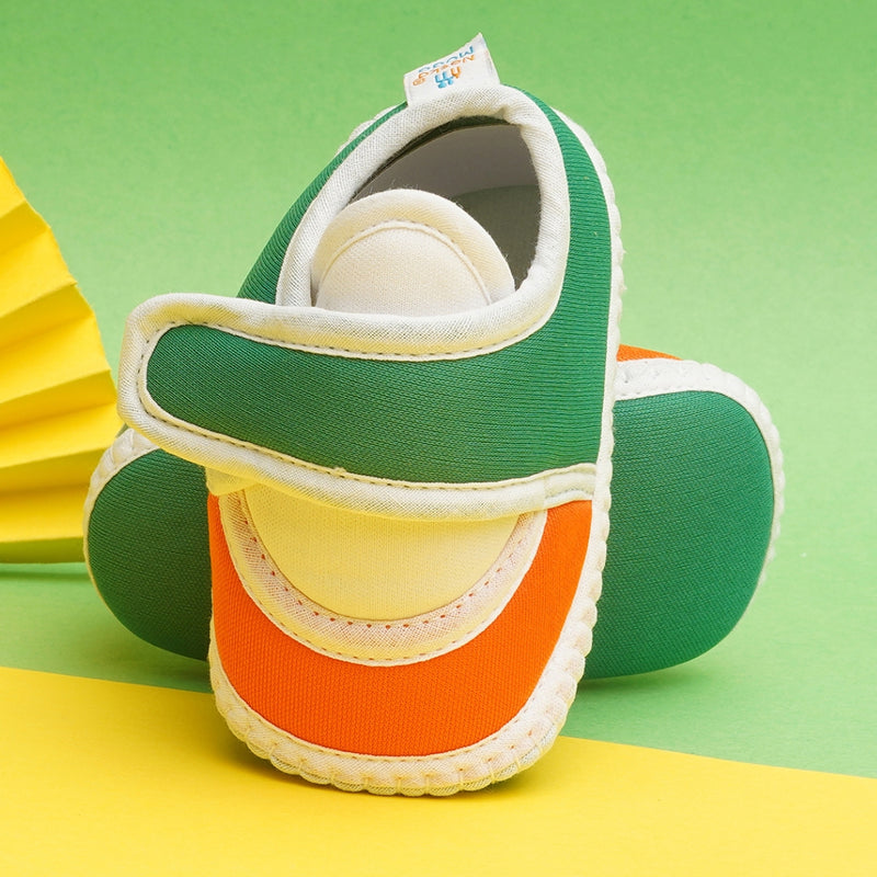 6 To 12 Months Pack Of 1 Baby Boys & Girls Cotton Booties (White,Green,Orange)-BT4748