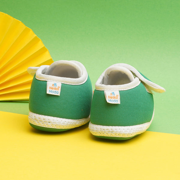 6 To 12 Months Pack Of 1 Baby Boys & Girls Cotton Booties (White,Green,Orange)-BT4748