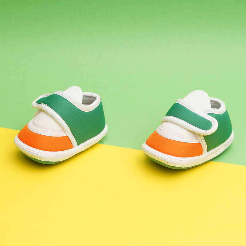 6 To 12 Months Pack Of 1 Baby Boys & Girls Cotton Booties (White,Green,Orange)-BT4748