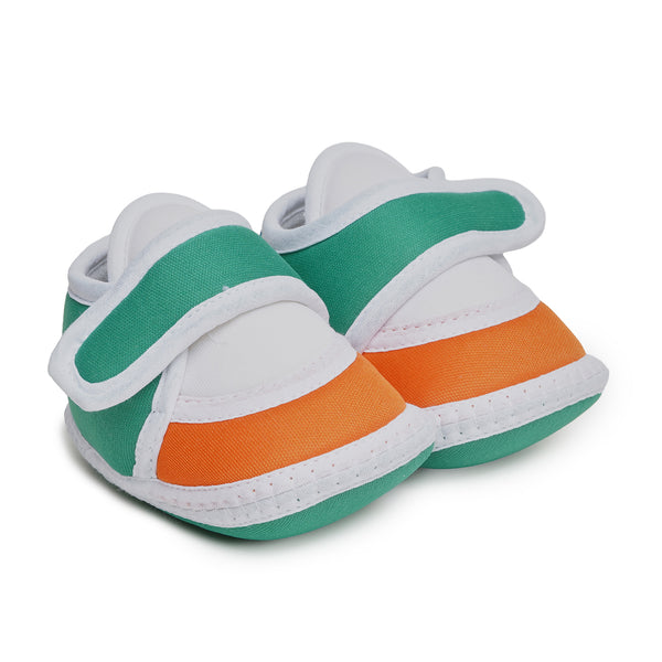 6 To 12 Months Pack Of 1 Baby Boys & Girls Cotton Booties (White,Green,Orange)-BT4748