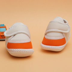 6 To 12 Months Pack Of 1 Baby Boys & Baby Girls Cotton Booties (White,Orange)-BT4750