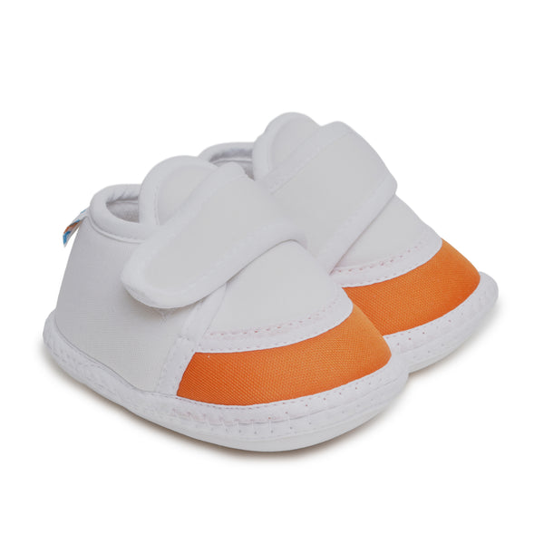 6 To 12 Months Pack Of 1 Baby Boys & Baby Girls Cotton Booties (White,Orange)-BT4750