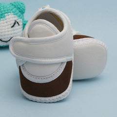 6 To 12 Months Pack Of 1 Baby Boys & Baby Girls Cotton Booties (White,Brown)-BT4751