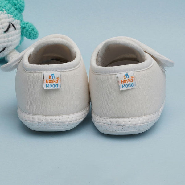 6 To 12 Months Pack Of 1 Baby Boys & Baby Girls Cotton Booties (White,Brown)-BT4751