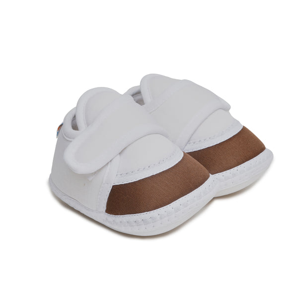 6 To 12 Months Pack Of 1 Baby Boys & Baby Girls Cotton Booties (White,Brown)-BT4751