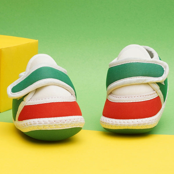 6 To 12 Months Pack Of 1 Baby Boys & Baby Girls Cotton Booties (White,Green,Red)-BT4754