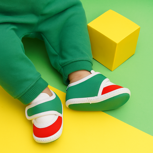 6 To 12 Months Pack Of 1 Baby Boys & Baby Girls Cotton Booties (White,Green,Red)-BT4754
