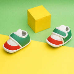6 To 12 Months Pack Of 1 Baby Boys & Baby Girls Cotton Booties (White,Green,Red)-BT4754