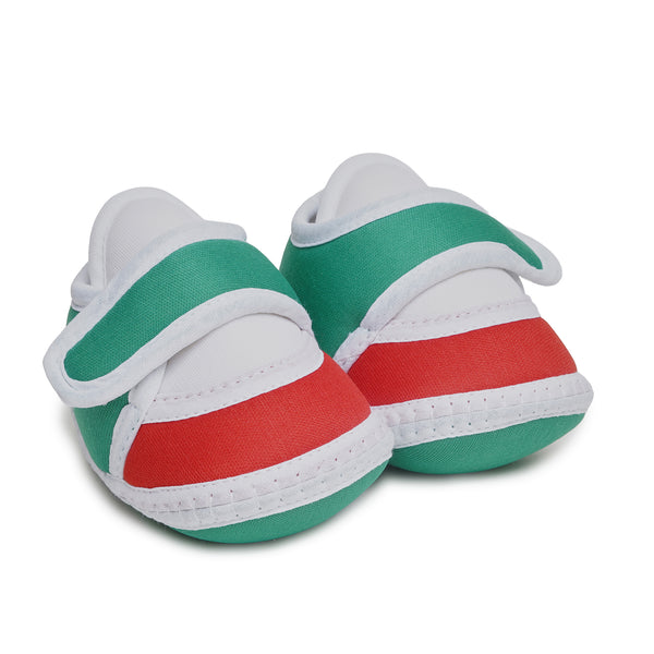6 To 12 Months Pack Of 1 Baby Boys & Baby Girls Cotton Booties (White,Green,Red)-BT4754