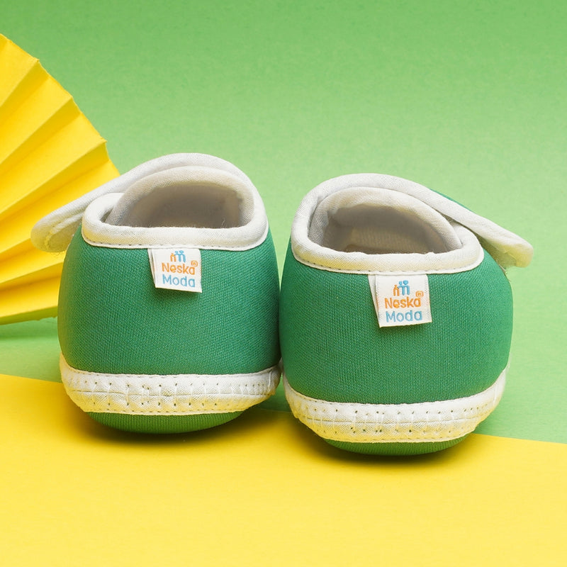 6 To 12 Months Pack Of 1 Baby Boys & Baby Girls Cotton Booties (White,Green,Black)-BT4755