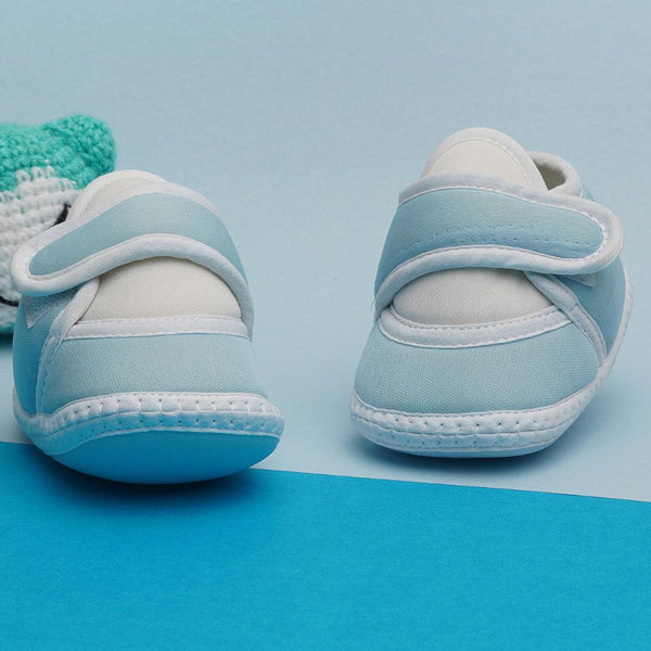 6 To 12 Months Pack Of 1 Baby Boys & Baby Girls Cotton Booties (White,Blue)-BT4756