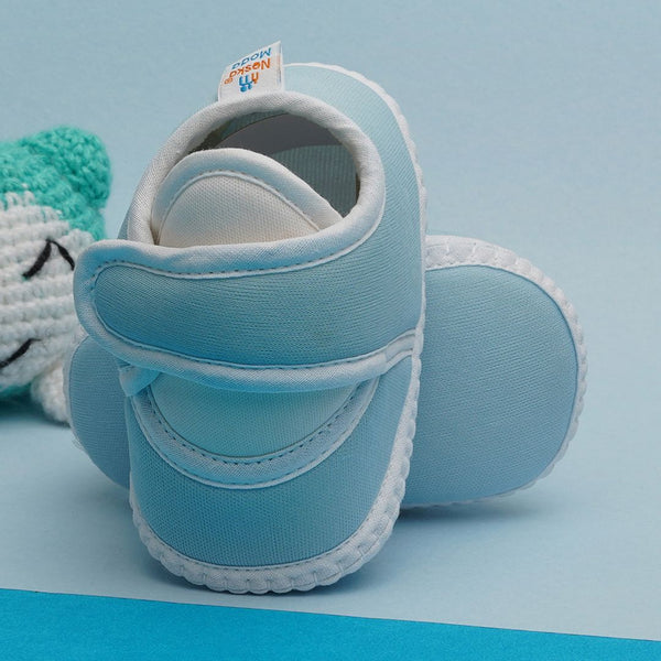 6 To 12 Months Pack Of 1 Baby Boys & Baby Girls Cotton Booties (White,Blue)-BT4756