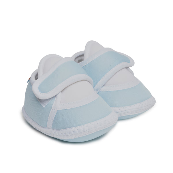6 To 12 Months Pack Of 1 Baby Boys & Baby Girls Cotton Booties (White,Blue)-BT4756