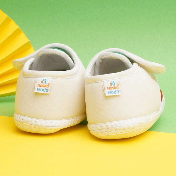 6 To 12 Months Pack Of 1 Baby Boys & Baby Girls Cotton Booties (White,Yellow)-BT4757