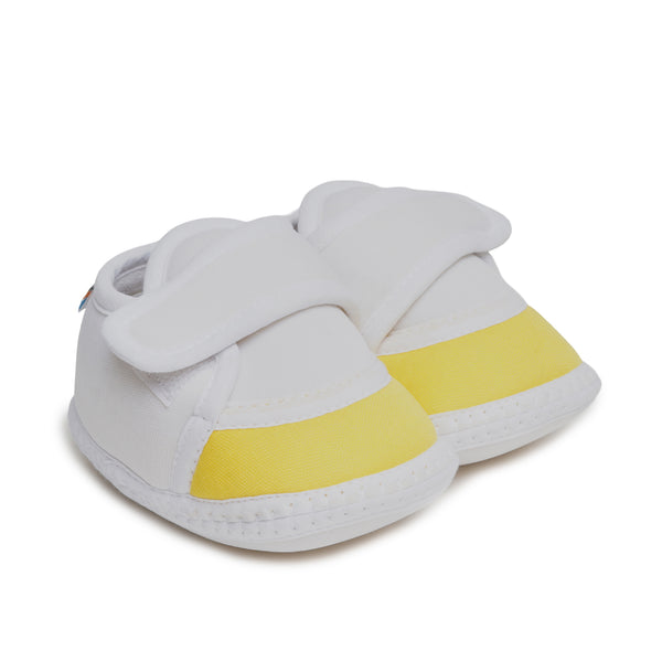 6 To 12 Months Pack Of 1 Baby Boys & Baby Girls Cotton Booties (White,Yellow)-BT4757