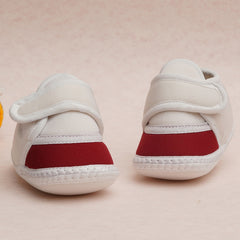 6 To 12 Months Pack Of 1 Baby Boys & Baby Girls Cotton Booties (White,Maroon)-BT4758