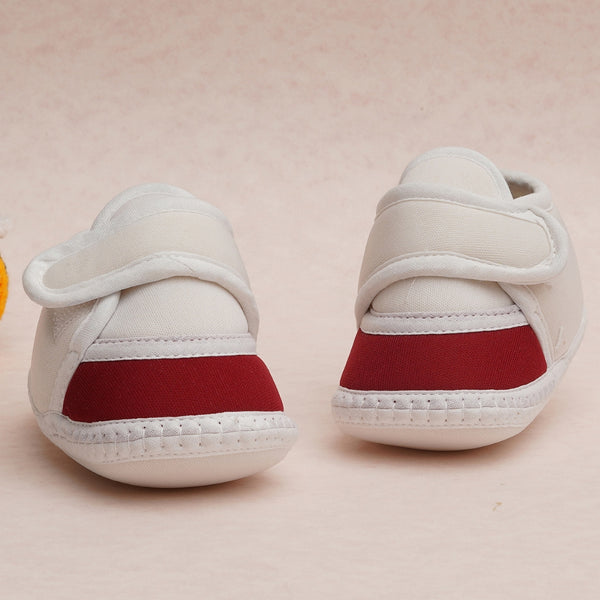 6 To 12 Months Pack Of 1 Baby Boys & Baby Girls Cotton Booties (White,Maroon)-BT4758